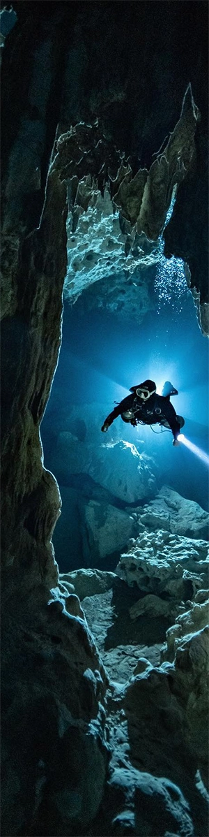 Cavern diver explores the depths of the Mayan underworld