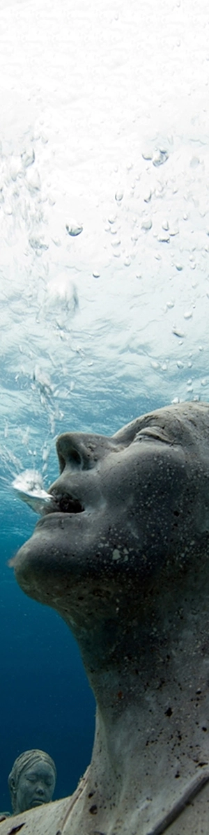 A sculpture 'breathes' from a divers regulator