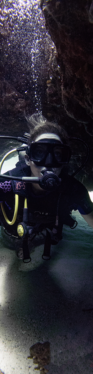 Diver stares in wonder at the underwater view