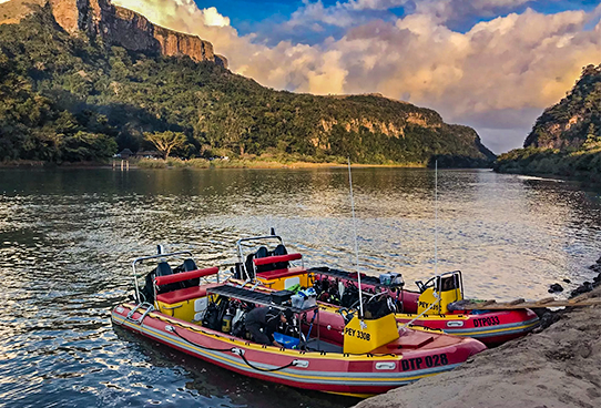 Dive boats on the Mzimvubu River